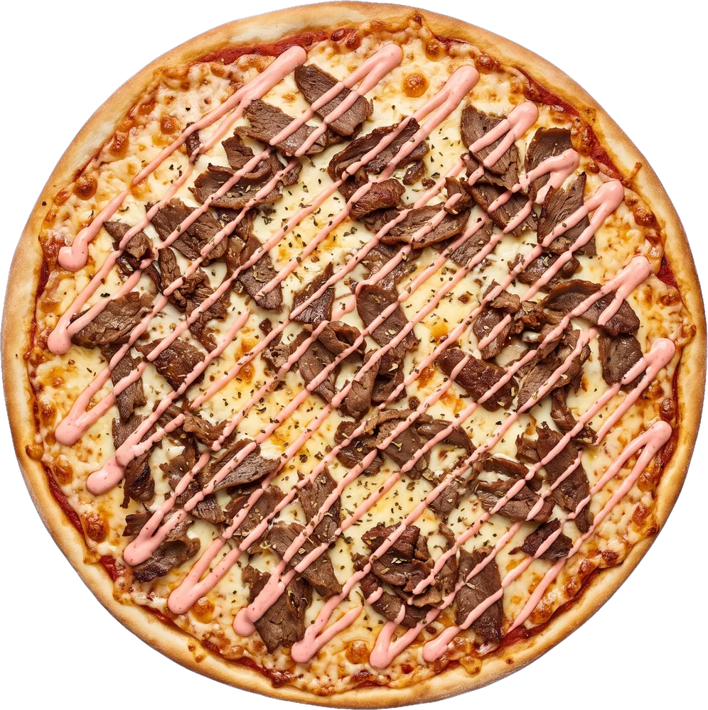 Nötkebabpizza med kebabsås